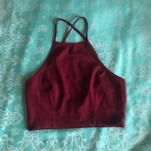 Burgundy Cross Back Crop Top